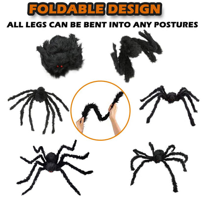 Epesl Halloween Giant Spider Outdoor Decorations, 7.5Ft Huge Hairy Black Spider, Scary Fake Spider Props for Halloween Indoor, Outdoor and Yard Patio Window Creepy Decor Supplies