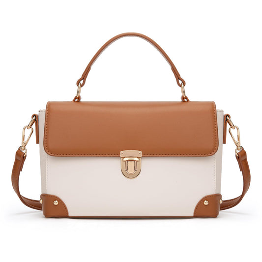 Milan Chiva Small Crossbody Purse for Women Elegant Top Handle Vintage Classy Handbags Designer Square Bags Color Block Shoulder Bag MC-589BG-BR