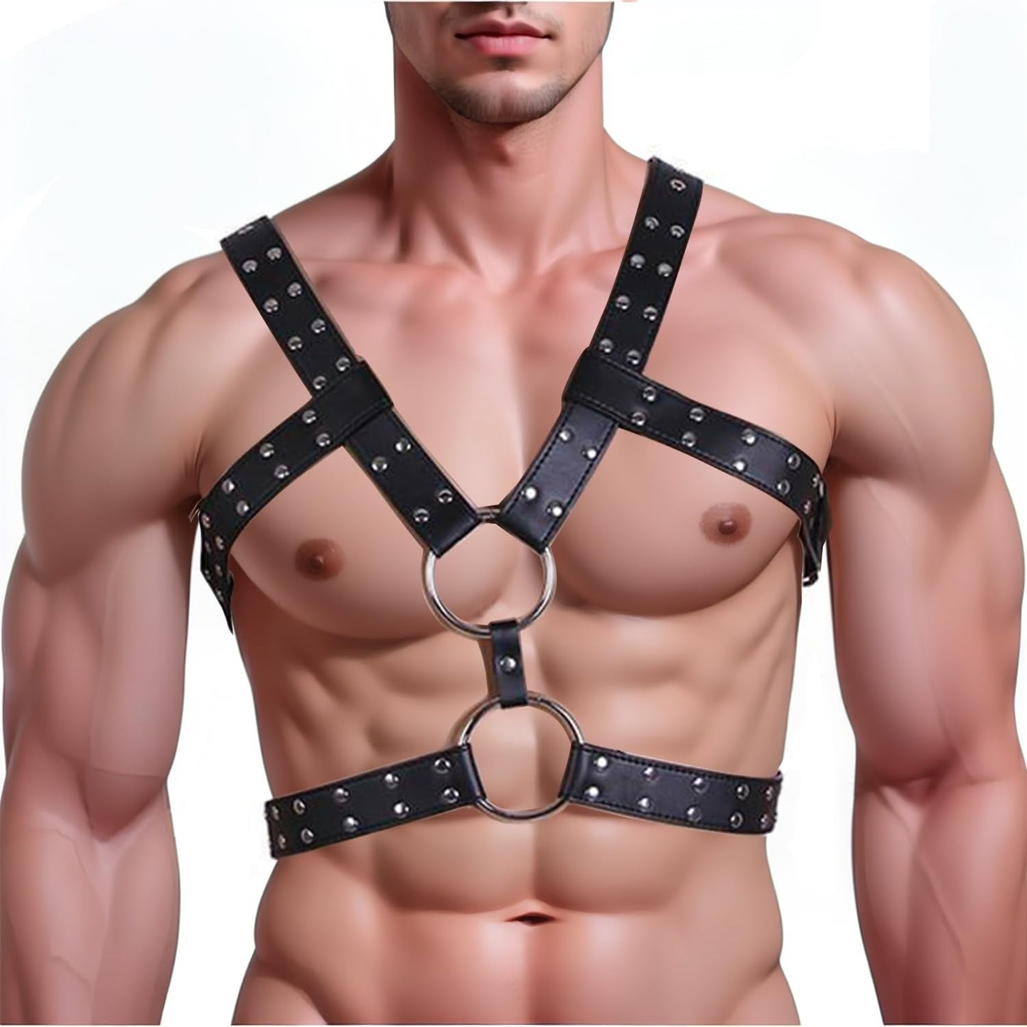 TARZNGGLOP Men's Harness Belt, Nightwear Costume PU Leather Body Chest for Men, Sexy Punk Body Harness Belt, Adjustable Buckle Clothes Outfits, Nightclub Cosplay Clubwear