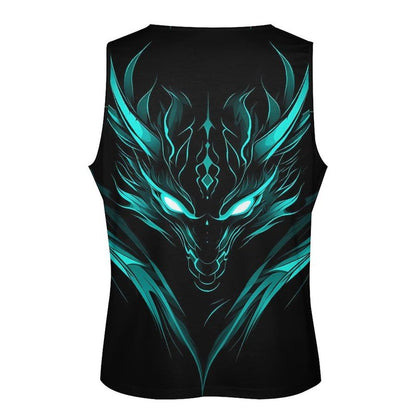 Bodybuilding Tank Tops for Men Dragon Print Crewneck Pullover Loose Fit Sleeveless Shirts Gym Yoga Summer Beach Breathable Lightweight Quick Dry Muscle Cotton Casual Stringer Shirts,S