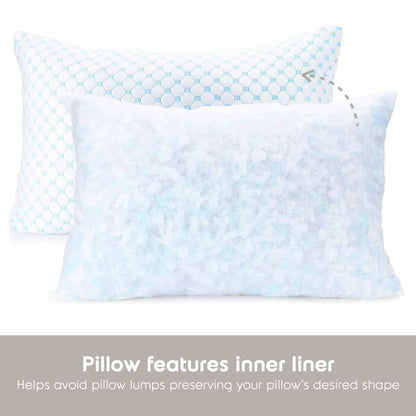 Nestl Cooling Kids Pillow for Sleeping 1 Pack, Luxury Shredded Memory Foam Pillows Kids Size, Adjustable Cold Gel Pillows for Hot Sleepers Supportive Cool Pillow for Side Back Stomach Sleepers