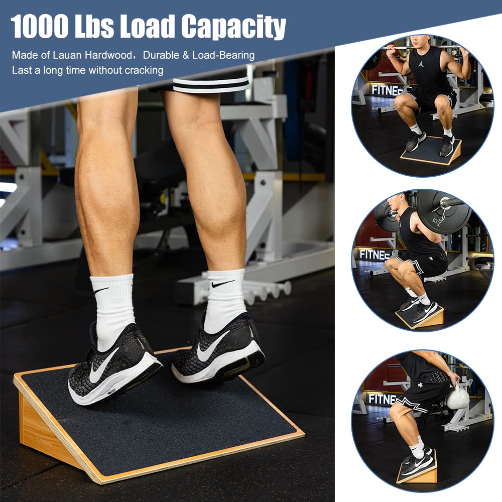StrongTek Slant Board for Squats & Knee Training, Heavy-Duty Incline Board with Non-Slip Surface, Fixed 25° Wooden Stretch Board, 1000 Lbs Capacity