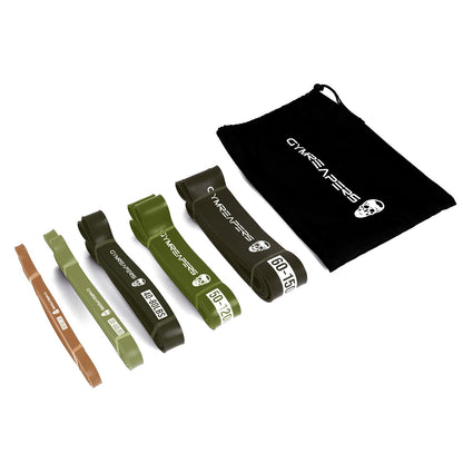 Gymreapers Pull up Resistance Bands for Weight Lifting, Pull Ups - Assistance Bands for Powerlifting, Stretching, WOD, Strength Training - for Men & Women (5 Bands - Military Set)