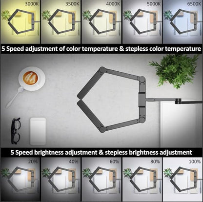 LED Desk Lamp with Clamp, 41.5" Clamp on Architect Desk Lamp for Home Office, 24W Bright Tall Computer LED Table Light Adjustable Overhead Clip on Office Lighting for Work Craft
