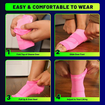 TechWare Pro Ankle Brace Compression Sleeve - Relieves Achilles Tendonitis, Joint Pain. Plantar Fasciitis Foot Sock with Arch Support Reduces Swelling & Heel Spur Pain. (Black/Black, L/XL)