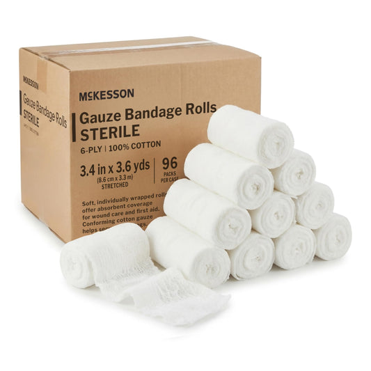 McKesson Sterile Gauze Roll Bandages, 3.4 in x 3.6 yd