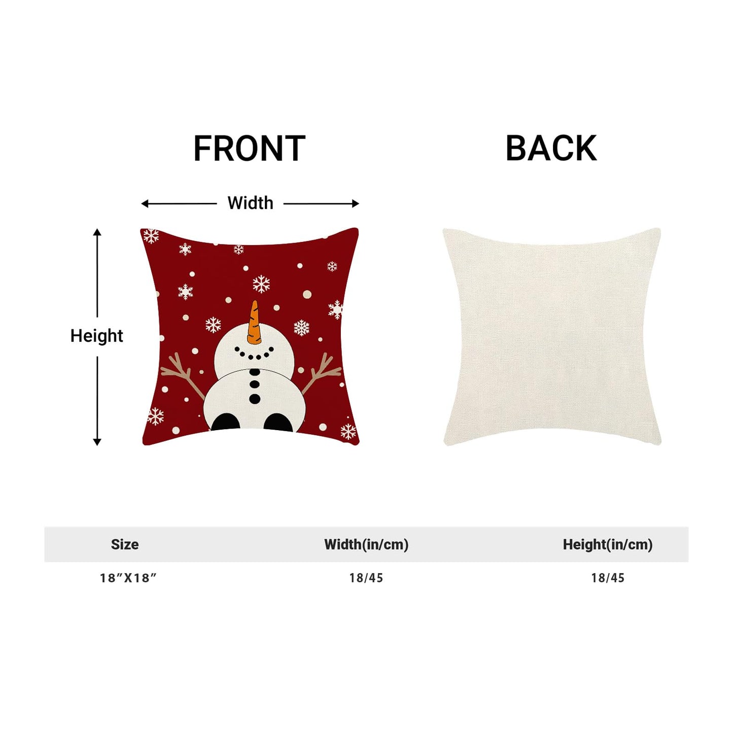 Christmas Pillow Covers 18x18,Red Snowman Outdoor Decorative Throw Pillows for Couch,Winter Snowflakes Xmas Decor Cushion Cover 2 Pcs Farmhouse Pillowcase for Bed Safa
