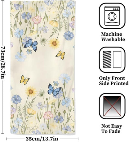 Watercolor Floral Hand Towels, 2 Packs 28.7X 13.7 Inch Spring Summer Bathroom