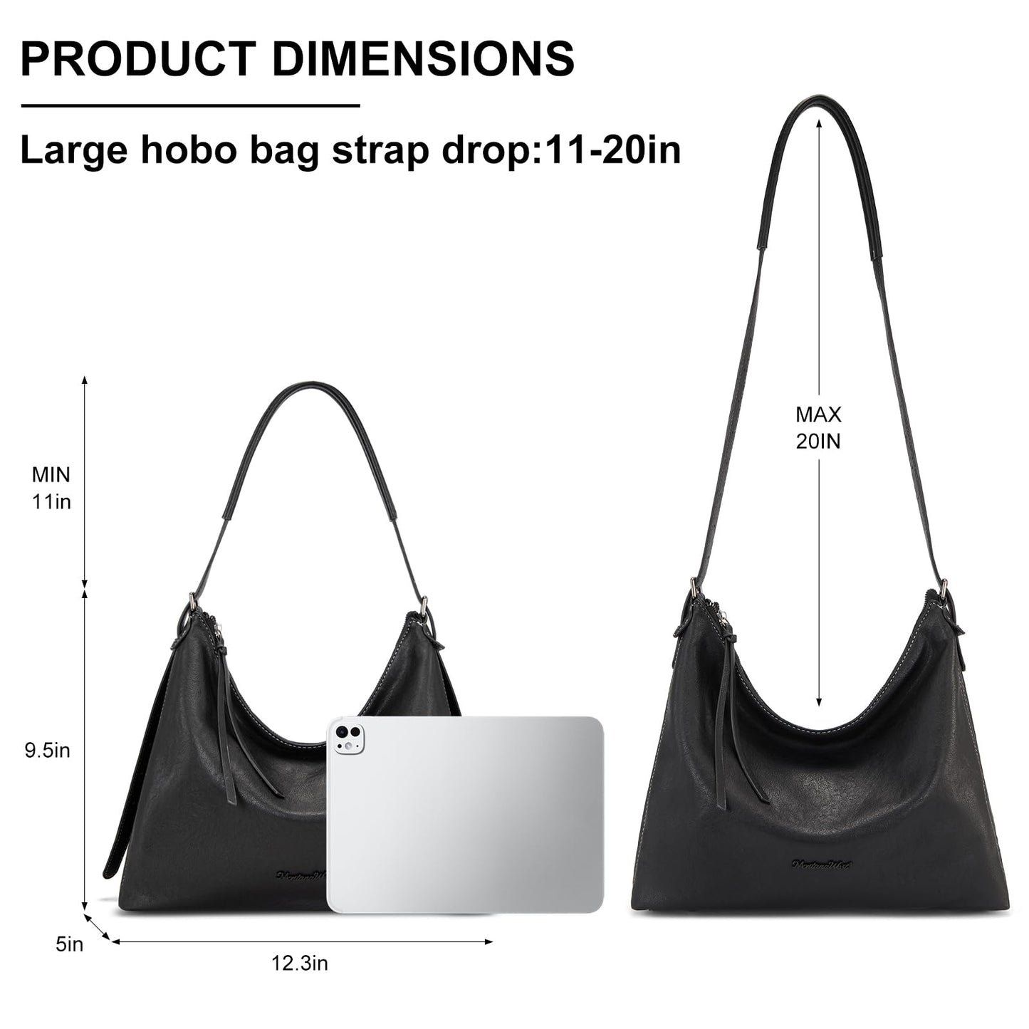 Montana West Hobo Bags for Women Slouchy Shoulder Purse Pocketbook Crossbody Ladies Handbags for Everyday MWC-HB-641BK