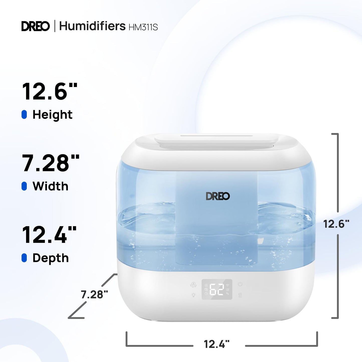 Dreo Smart Humidifiers for Bedroom, Top Fill 4L Supersized Humidifier Large Room with 28 dB, 36H Runtime, Touch/APP/Voice Control, Nightlight, Cool Mist Humidifiers for Baby, Plants, Indoor, Black