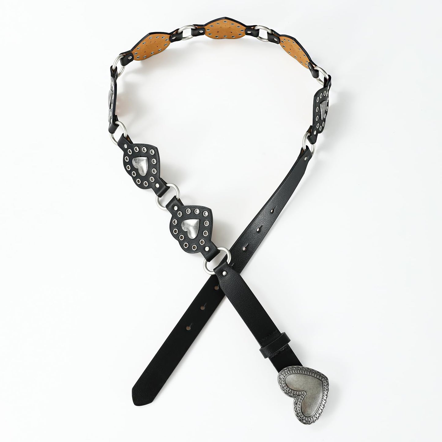 RISANTRY Conch Belt for Women Heart Belt Stylish Design with Silver Heart Buckle Chic Accessory for Jeans