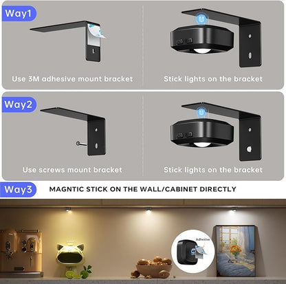 Lightbiz Picture Light 3 Pcs, Rechargeable Battery Operated Picture Lights for Wall, Magnetic Wall Lights with 3 Color Temps, Remote Dimmable Timer Poster Lights for Art Display, Frame