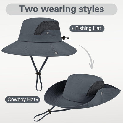 Sun Hat for Men Women UV Protection Wide Brim Fishing Hats Breathable UPF 50+ Waterproof Boonie Bucket Hats Beach Safari Hiking Garden Dark Grey