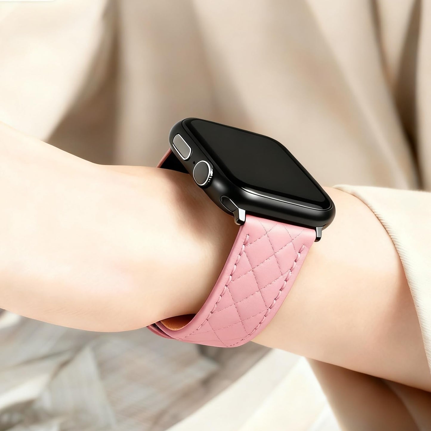 Women Genuine Lether Watch Band for Apple Watch, Dressy Soft Leather Watch Strap for Small Wrist, Compatible with Apple Watch Series 11 10 9 8 7 6 SE Ultra 3 2 1 38mm 40mm 41mm 42mm 44mm 45mm 46mm 49mm