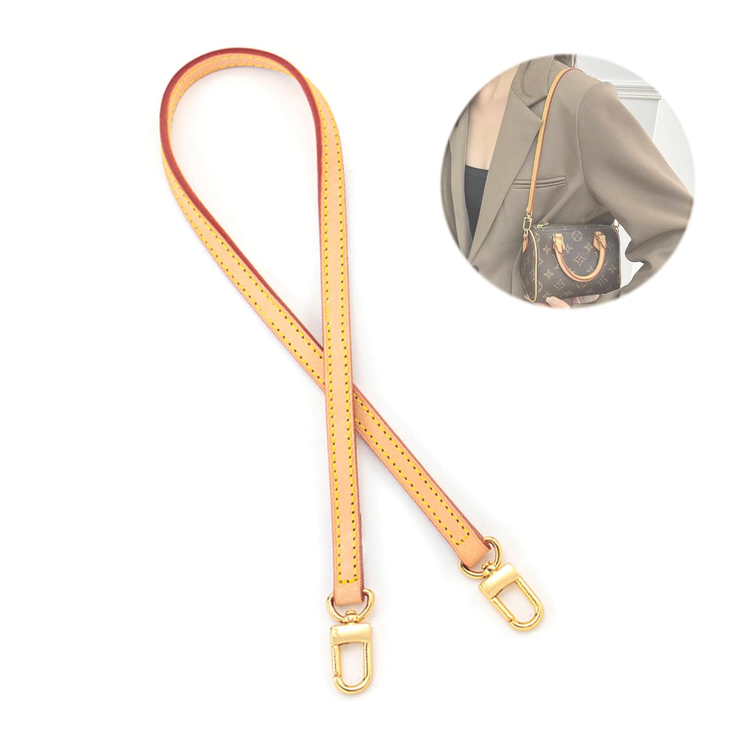 BEUDW Vachetta Leather Crossbody Strap for SPEEDY L V Handbag Replacement Shoulder Strap