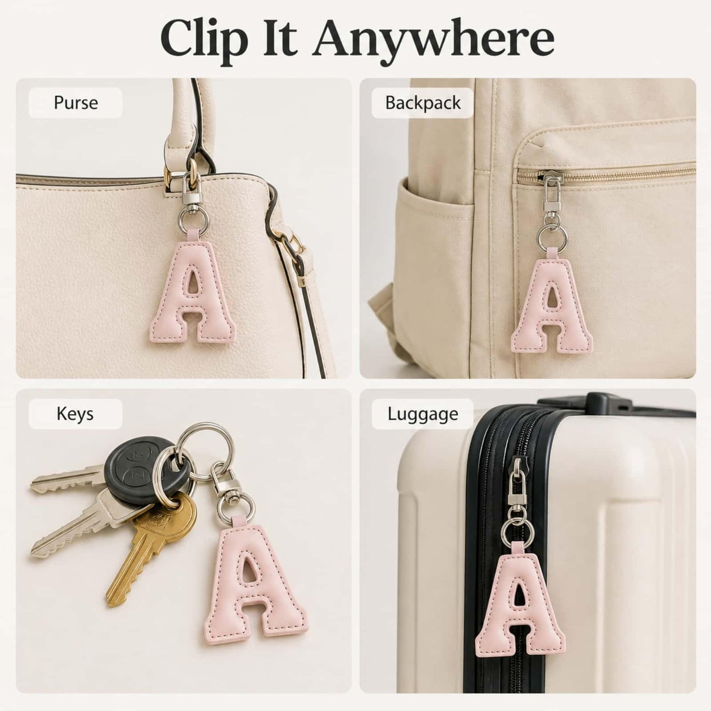 PYNASA Stainless Steel Initial Leather A-Z Charm Keychain for Women Men,Cute Initial Letter Pendant Purse Charm Key Chain Jewelry Accessories Gifts (A)