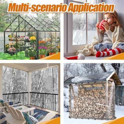 10x13ft Anti-Tear Clear Tarp Waterproof for Patio Winterizing - 2pcs Windproof Poly Tarpaulin, Heavy Duty Transparent Enclosure with Grommets for Covering Chicken Coops Greenhouse Garden Plants