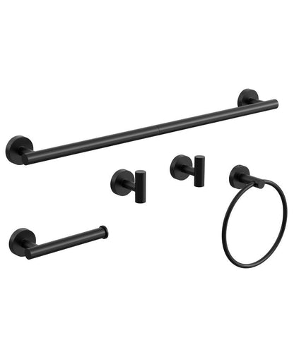 Matte Black Bathroom Hardware Accessories Set 5 Pcs SUS304 Stainless Steel Towel Rack and Toilet Paper Holder Set 26 Inch Towel Bar Set Wall Mounted by HOMEMYSTIQUE