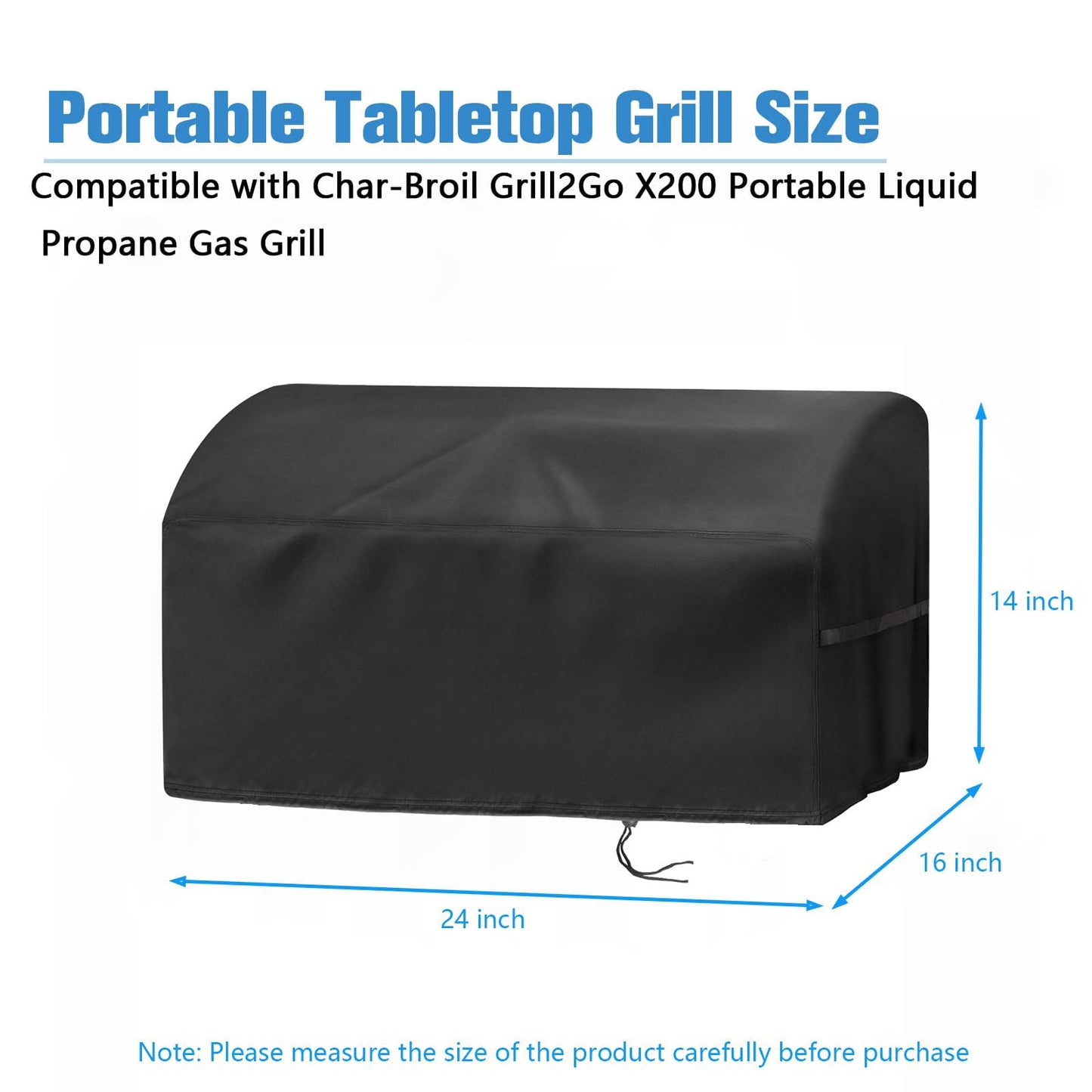 Jungda Grill Cover for Char Broil Grill2Go X200 Portable Propane Gas Grill, Waterproof Small Table Top BBQ Grill Cover, Heavy Duty 600D Outdoor Tabletop Grill Cover