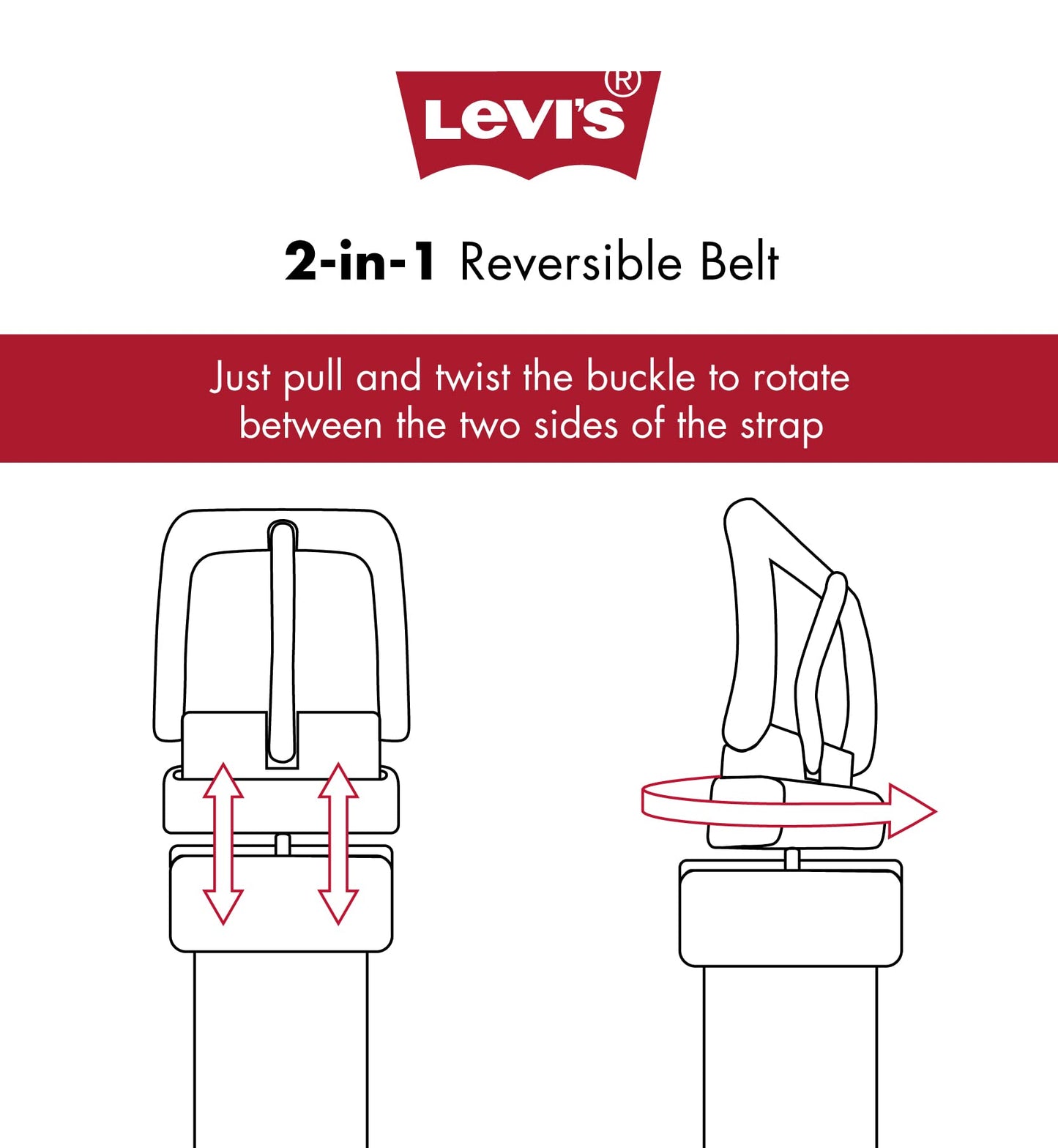 Levi's Men's Reversible Casual Jeans Belt, Brown/Black, Large (38-40)