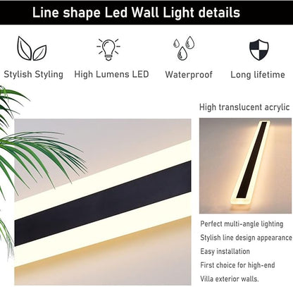 2 Pack 31.5INCH Long Outdoor LED Wall Lights,24W Waterproof IP65 Warm White led Wall Light Rectangular Black Wall Light,led Porch Lights Outdoor Wall Elegant Frosted White Acrylic Anti Rust