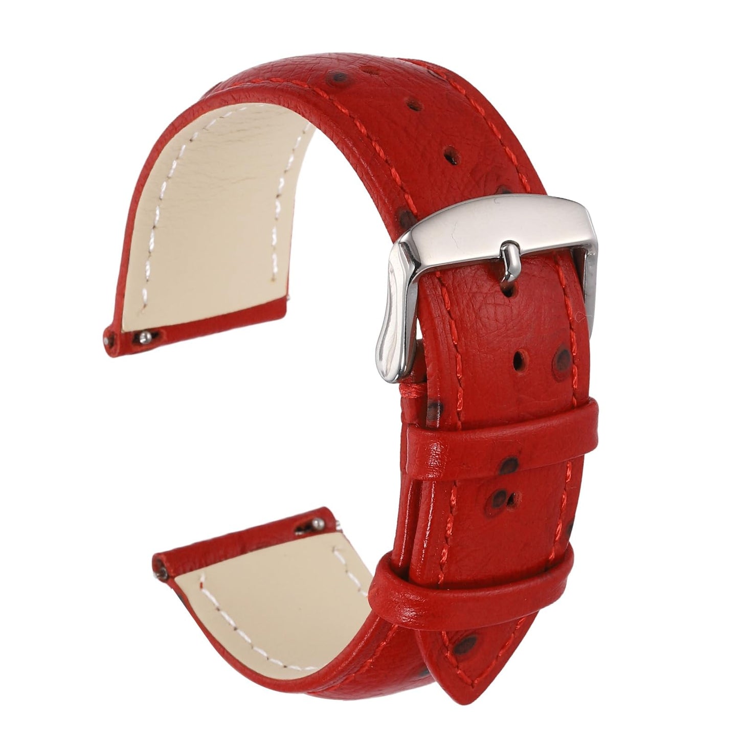 HARFINGTON Watch Band 22mm Width Vintage Top Grain Leather Quick Release Watch Strap Wristband Replacement Bands with Buckle Pin for Men Women Gifts, Silver-Red