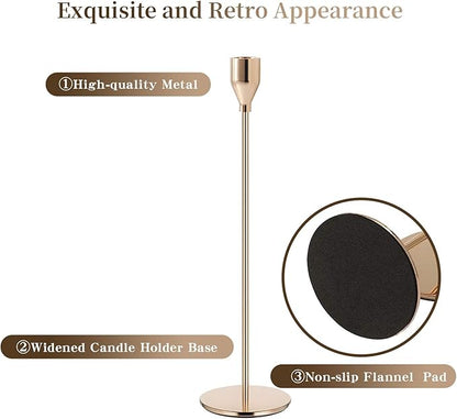 Gold Candlestick Holder French Gold Candle Holders for Table Centerpieces, Wedding, Party, Fits 3/4 inch Candles, Metal Taper Candle Sticks Holders Decor for Dinner, Home Decor (Set of 18)
