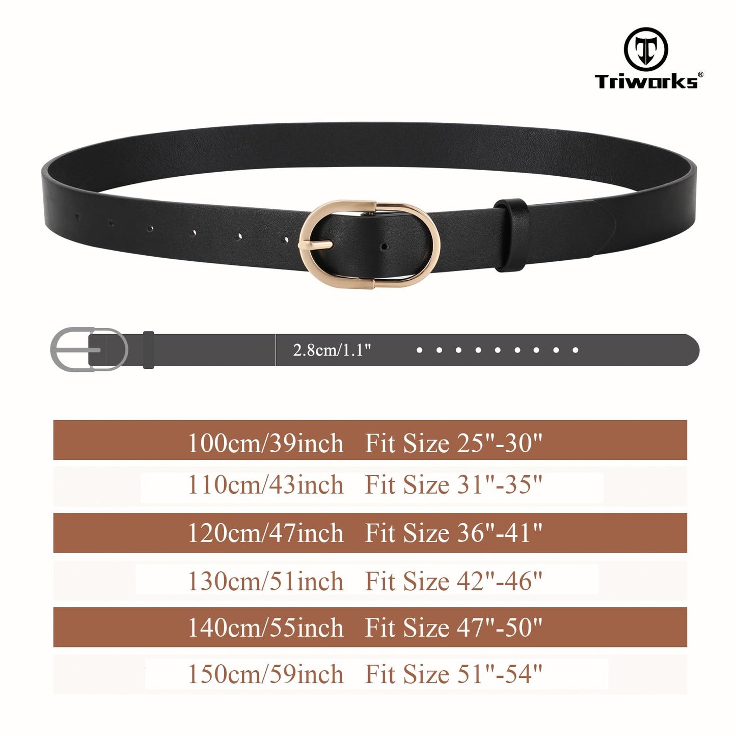 TRIWORKS 3 Pack Women Belts For Jeans Pants Dresses Ladies Leather Waist Belts