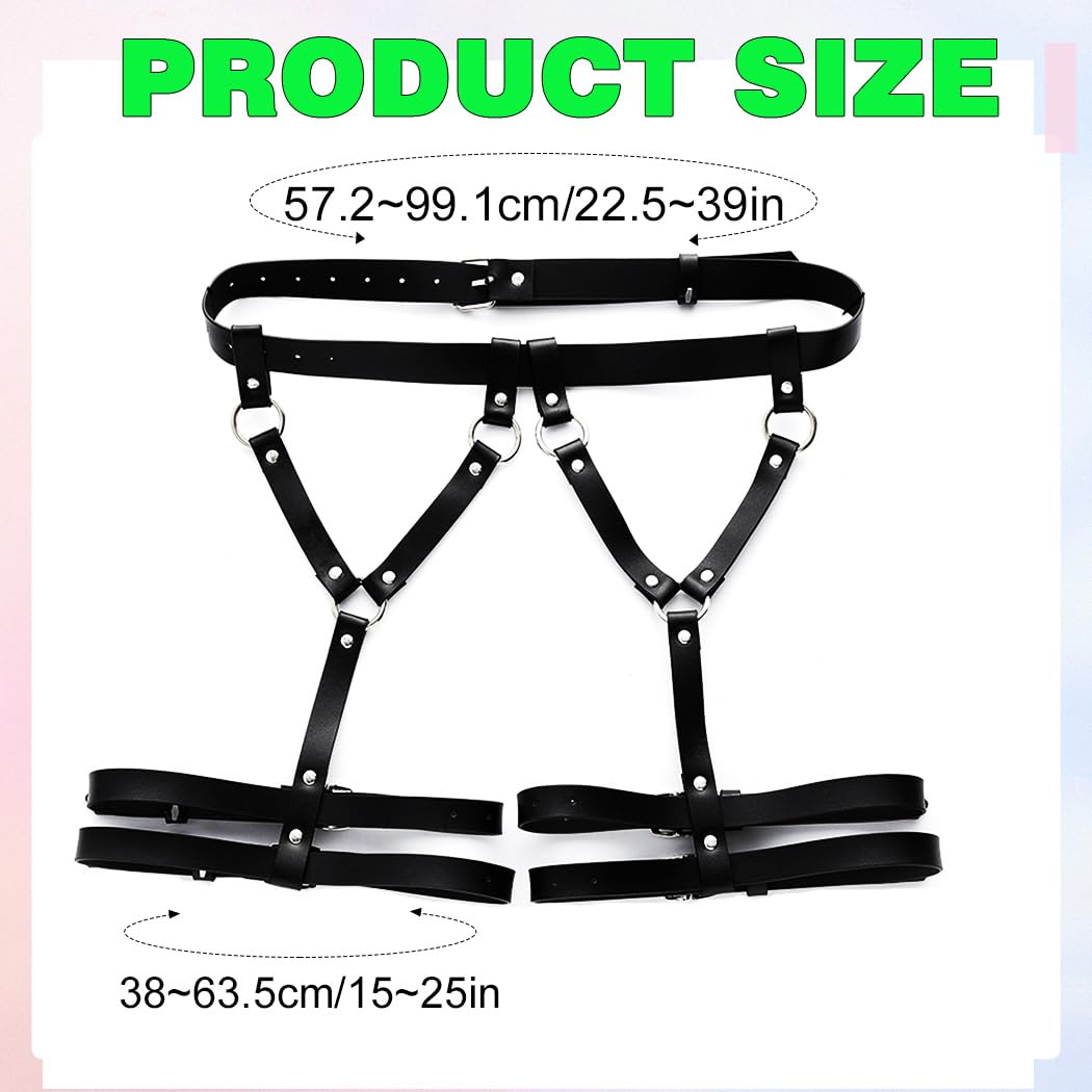 TWINKLEDE Black Leather Belt Leg Thigh Rave Nightclub Body Accessories for Women