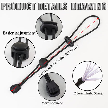 10pcs Backpack Hiking Poles Holder, Adjustable Elastic Rope Lanyard, Walking Stick Fixing Buckle, Outdoor Quiver Straps (Black)