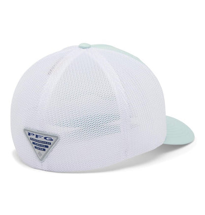 Columbia Unisex PFG Fish Flag Mesh Ball Cap, ICY Morn/White/US Fish Flag, Small/Medium