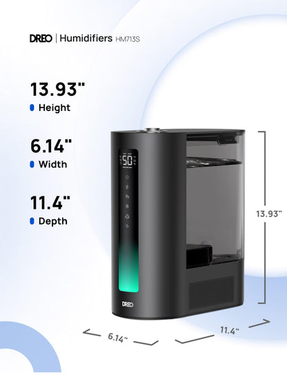 Dreo 6L Humidifiers for Bedroom, Smart Warm & Cool Mist for Large Room, 60Hr Quiet Runtime for Baby, Plant, Humidity Sensor, Indicator Light, 12H Timer, Google/Alexa, HM713S