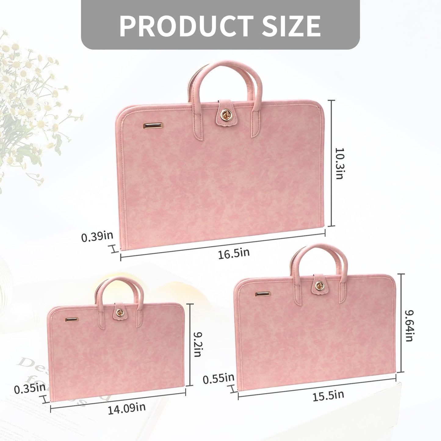 PU Laptop Sleeve Pink With Handle Protective Case Laptop Bag，Compatible with 15.6" Notebook(15.6 inch)