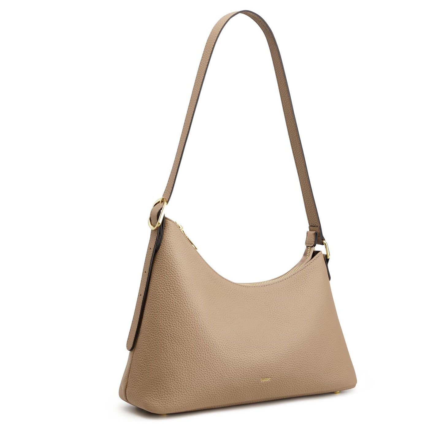 Kattee Shoulder Bag for Women Trendy, Leather Hobo Handbags and Purses, Work Tote Curved Designer Bag with Card Pockets & Adjustable Strap, Apricot