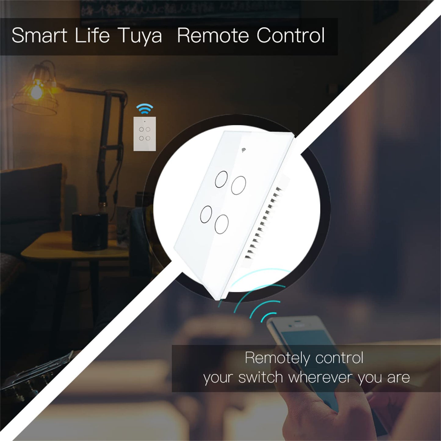 MOES Touch Wall Single Live Wire Smart Switch，No Neutral Wire Needed, 2.4GHz WiFi RF433 Light Switch Works with Smart Life/Tuya App, Alexa and Google Home, Single Pole 110V, White 1 Gang