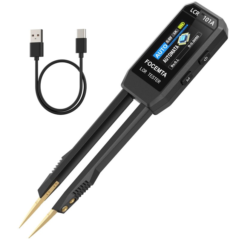Focemta Precision LCR-101A Meter Handheld - Digital LCR Meter Measures Capacitance Inductance Resistance with Auto Component Recognition Electronic Component Analyze