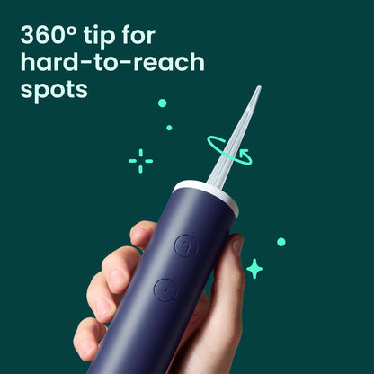 quip Water Flosser with Replacement Tip - Cordless Water Flosser with Adjustable Pressure - Teeth Cleaner Pick with 360 Degree Rotating Replaceable Tip - Midnight Blue