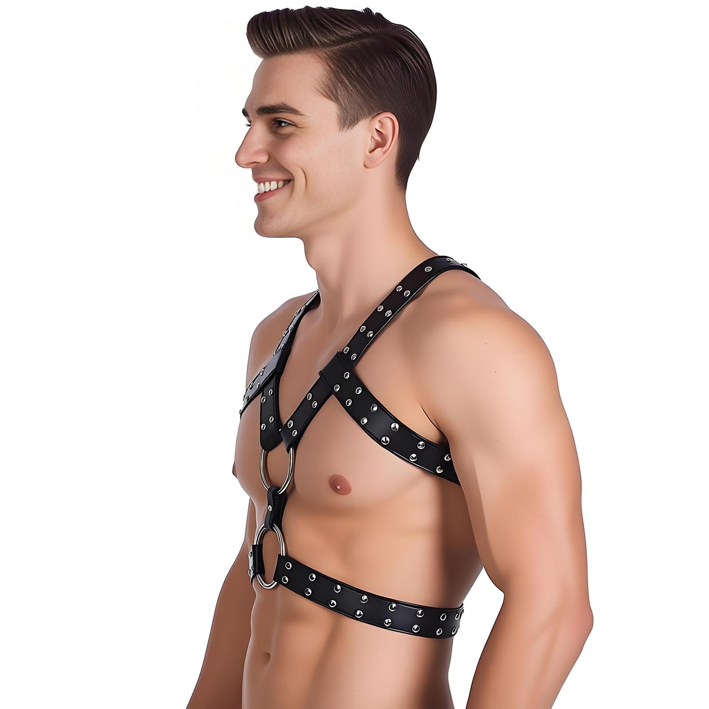 TARZNGGLOP Men's Harness Belt, Nightwear Costume PU Leather Body Chest for Men, Sexy Punk Body Harness Belt, Adjustable Buckle Clothes Outfits, Nightclub Cosplay Clubwear