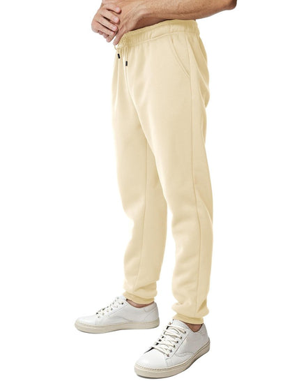 Asrlivp Mens Sweatpants with Pockets Lightweight Gym Drawstring Fleece Joggers Casual Elastic Waist Workout Pants(L,Khaki)