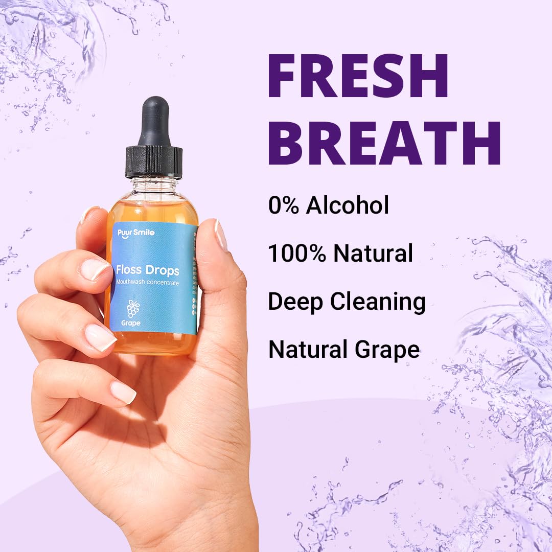 Concentrated Floss Drop Serum – 2oz Concentrated Mouth Wash to Use in Water Flosser | Natural Essentials Promotes Good Breath | Organic Spearmint Drop Supports Good Oral Health