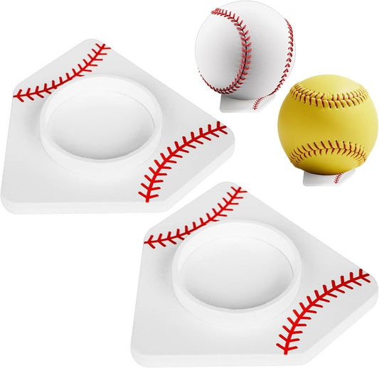 Wooden Baseball Stand - Home Plate Shape Display Holder for Memorabilia | Heavy Duty Baseball Decor for Office & Trophy Shelf