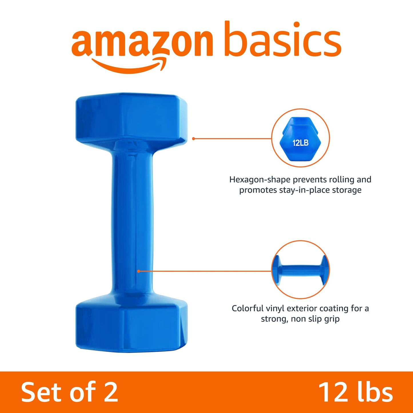Amazon Basics Vinyl Coated Dumbbell Hand Weights