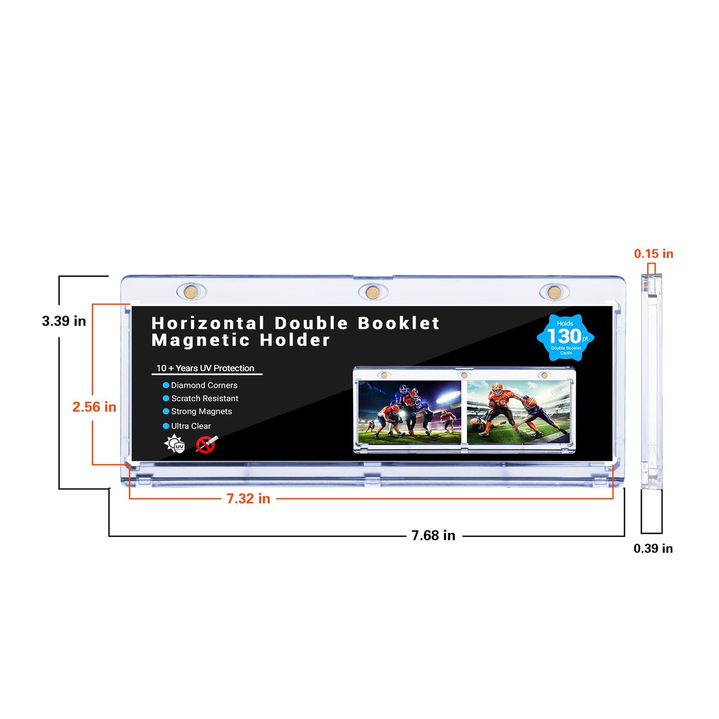 2 Pack Horizontal Booklet 130PT One Touch Magnetic Card Holders