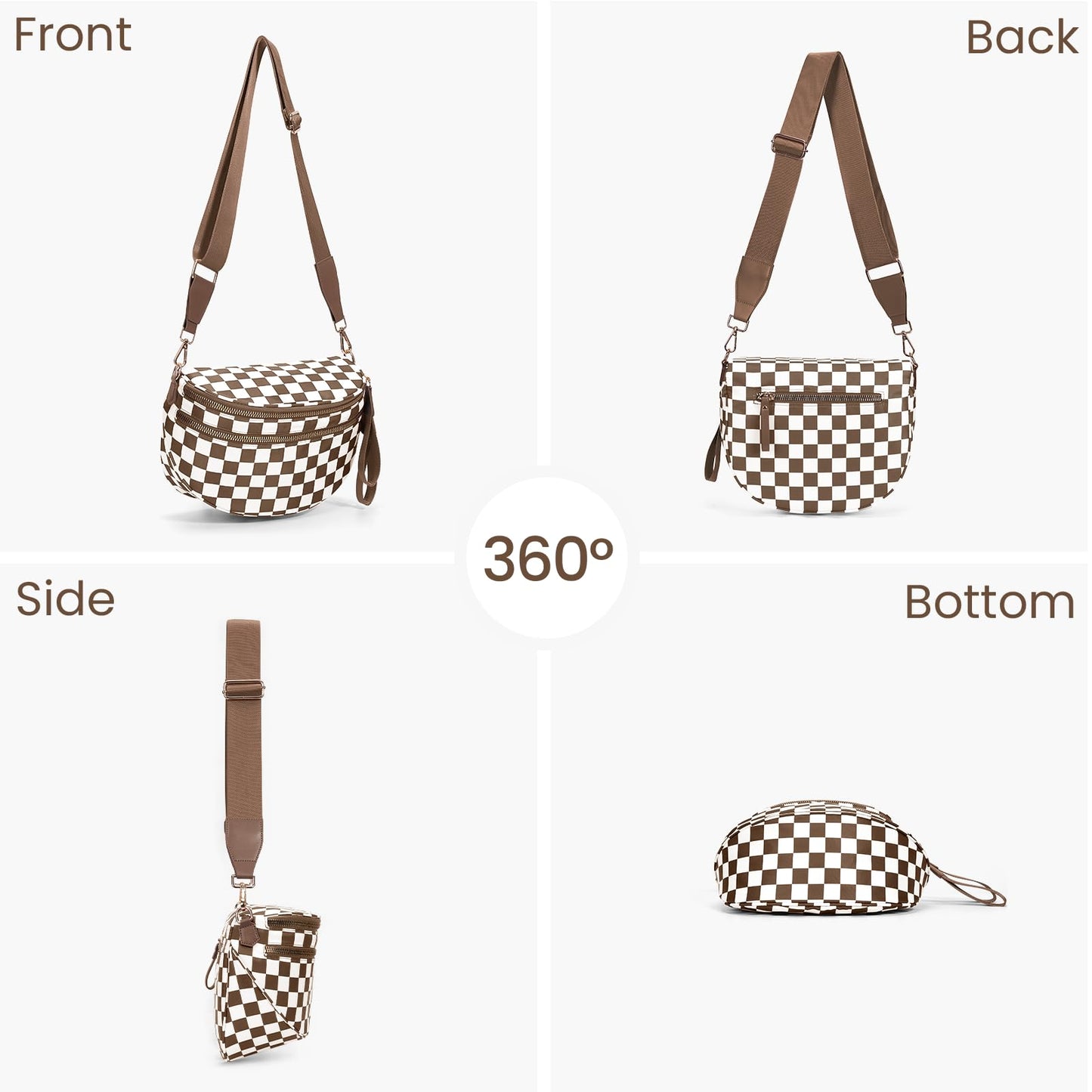 Checkered Crossbody Bum Bags for Women Nylon Checkered Purse Checkerboard Fanny Pack
