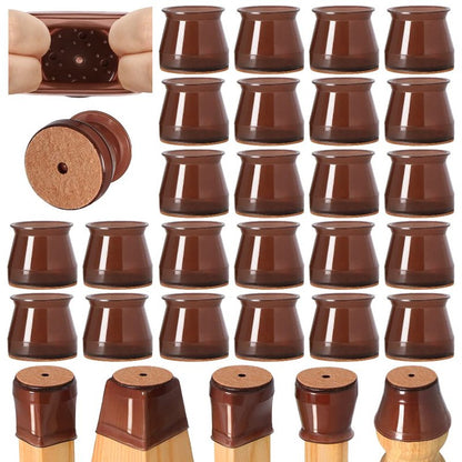 24 Pcs Chair Leg Floor Protectors for Hardwood Floors Silicone Covers to Protect Wood Tile Floors Felt Bottom Furniture Leg Caps Anti-Scratch Reduce Noise (Fit:1.3"-2")