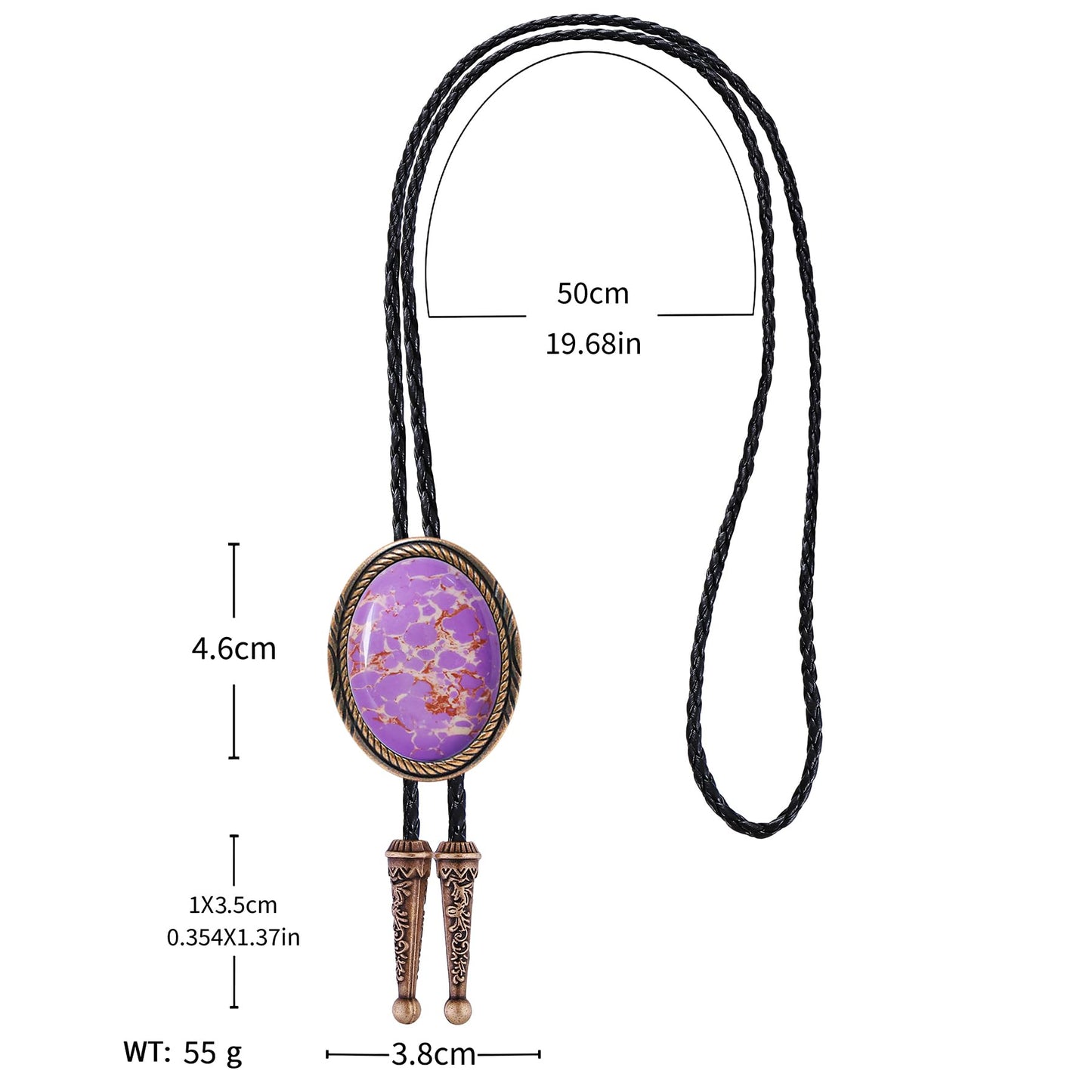 joymiao Bolo Tie Men Western Cowboy Neck Tie Vintage Country Style Bronze Pendant Leather Necktie Purple Turquoise Stone Mens Accessories