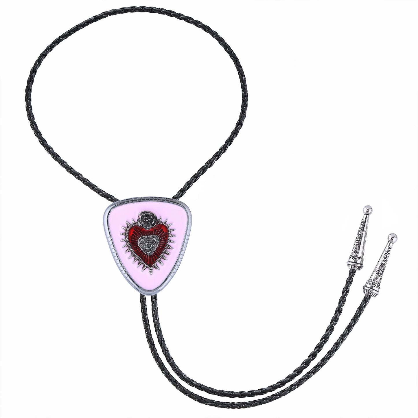 GelConnie Pink Bolo Tie for Women Native American Heart Goth Bolo Tie for Men Cowgirl Necklace Western Bolos Necktie