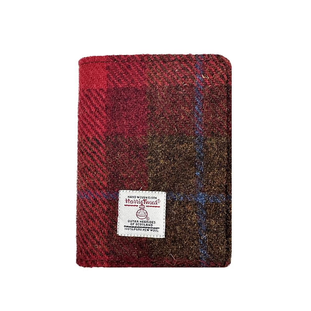 Harris Tweed Leather Passport Holder for Travel, Slim & Lightweight Passport Cover with Vaccine Card Slot, RFID Blocking, Ideal for Women and Men (No.912)