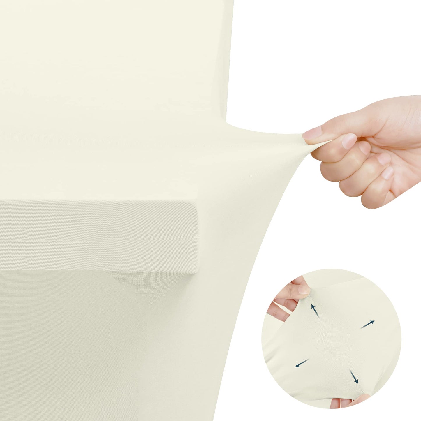 Utopia Kitchen Spandex Tablecloth 2 Pack [6FT, Ivory] Tight, Fitted, Washable and Wrinkle Resistant Stretch Table Cloth Rectangle Cover for Trade Show, Weddings & Parties [72Lx30Wx30H Inch]