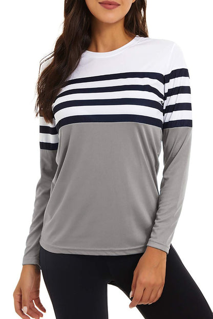 KINGFEN UPF 50+ UV Sun Protection Clothing Women Long Sleeve Rash Guard Womens Cycling Dri Fit Shirts Lightweight Crewneck Summer Women's Workout Clothes Light Gray Large
